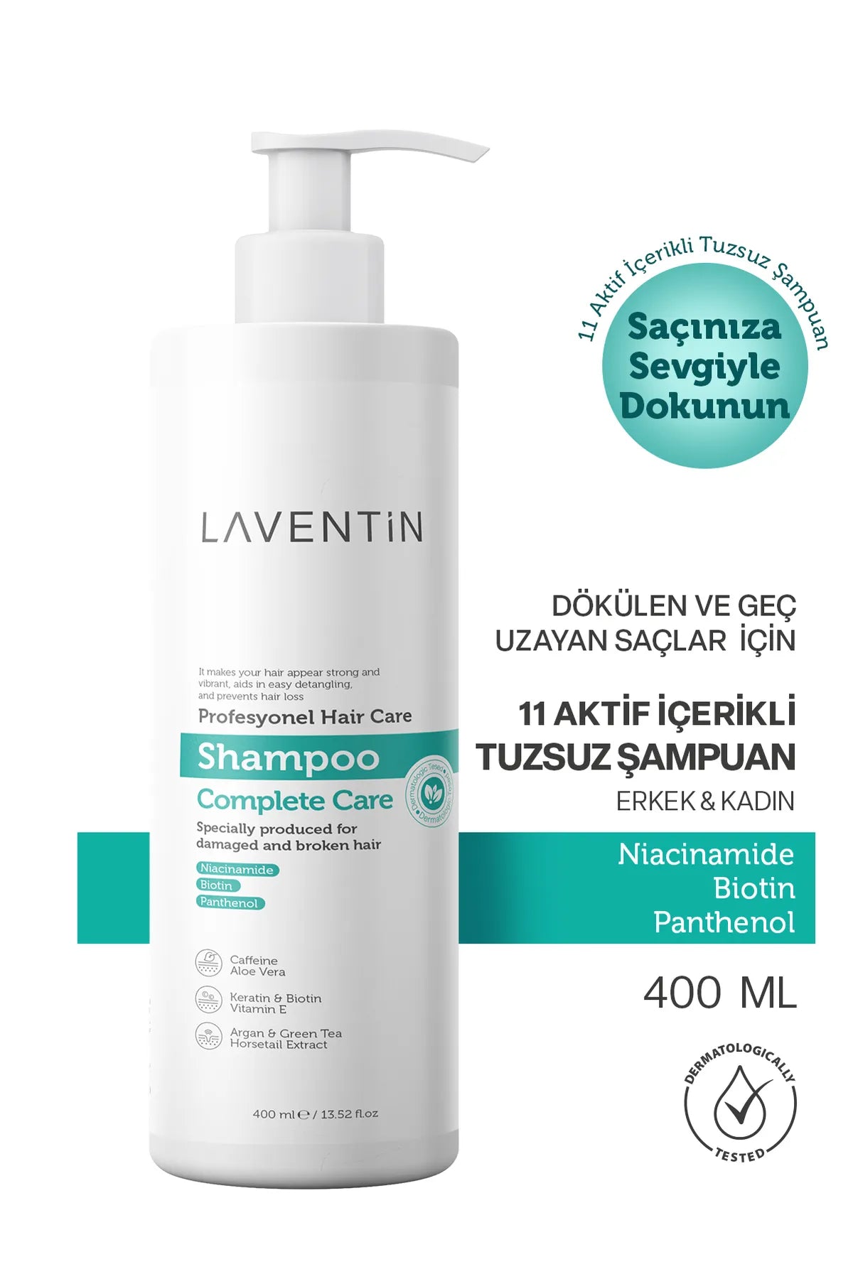 Laventin Anti-Haarausfall-Shampoo mit 11 Wirkstoffen für Haarausfall und langsam wachsendes Haar, 400 ml